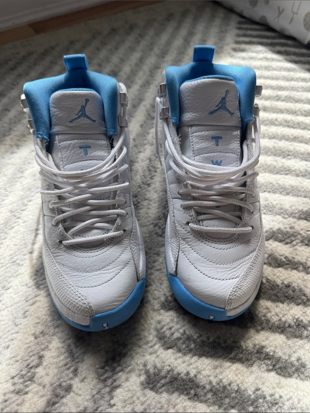 Jordan Kids White and Light Blue High-Top Sneakers
